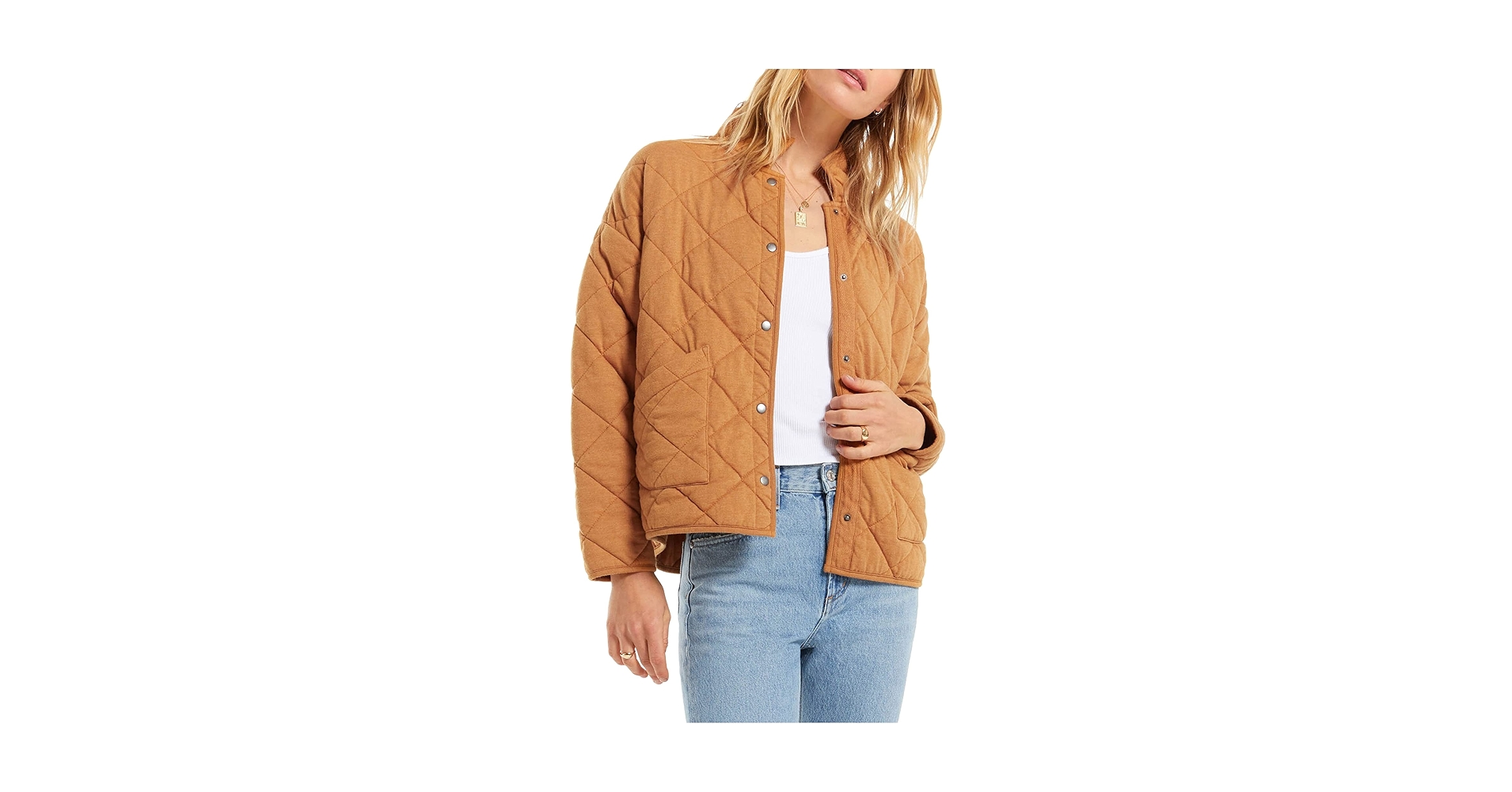 Z SUPPLY Maya Quilted Jacket in Camel Brown ZJ203646 (Large